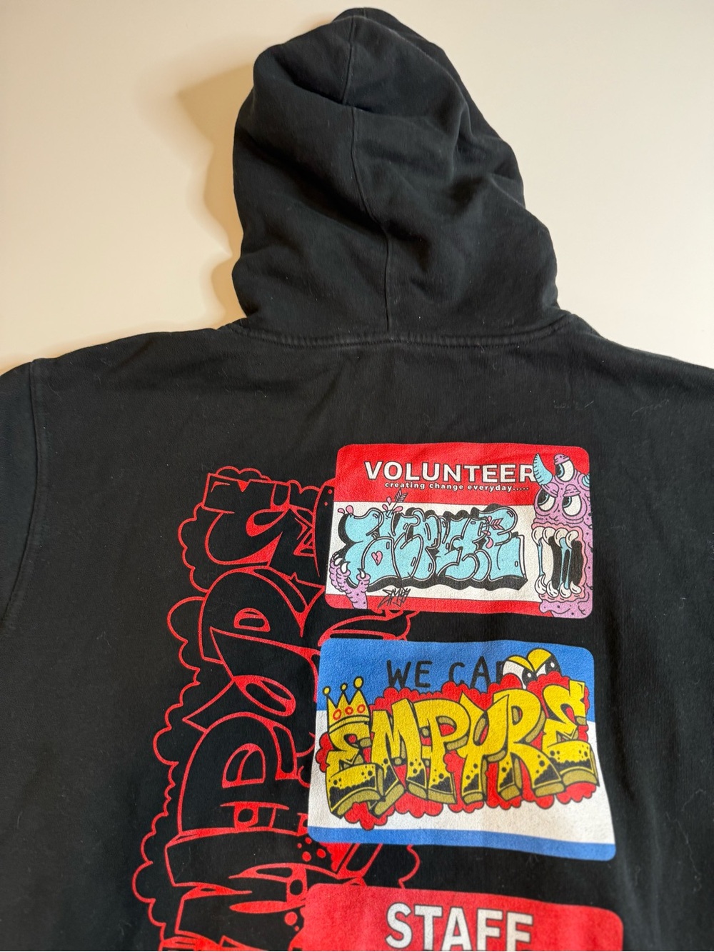 Empyre Black Graphic Hoodie Large Graffiti Skate Streetwear Pullover - Picture 3 of 10